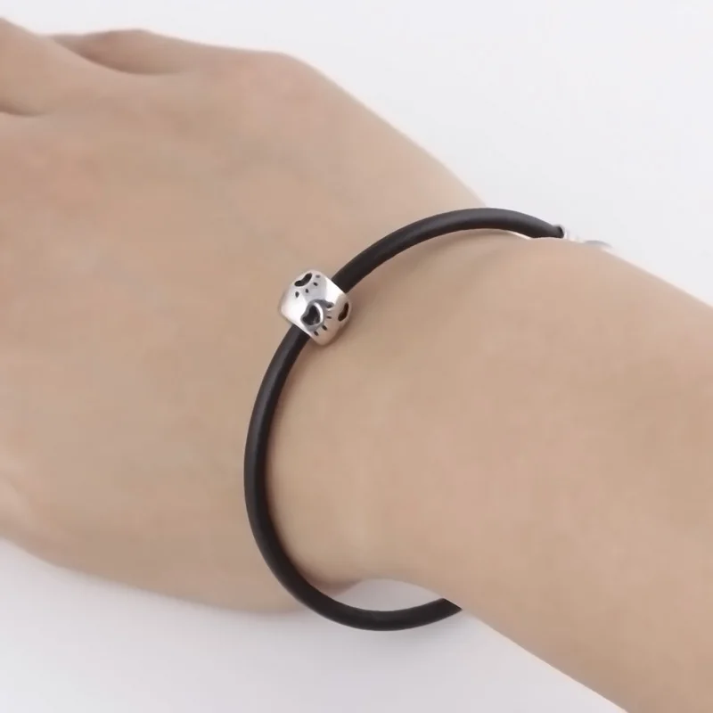 10 шт. партия серебряные подвески в виде следов собаки|bead spacers|for pandorabig hole |