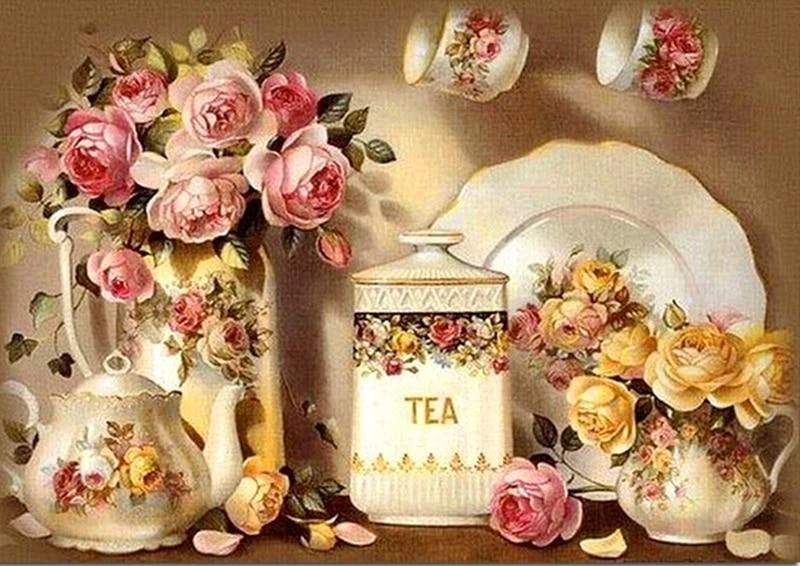 Glymg刺繍工芸品ダイヤモンドステッチ塗装ラインストーン刺繍ヨーロッパ花ティーポットダイヤモンドアート壁芸術の装飾 Diamond Painting Cross Stitch Aliexpress