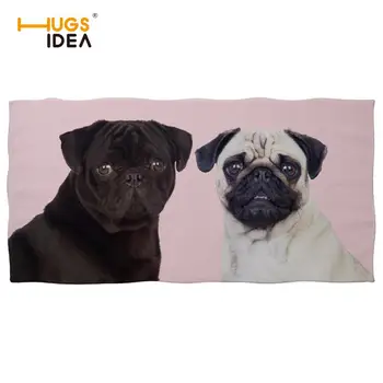 

HUGSIDEA Printing 3d Pug Dog Cat Beach Towels Soft Large Absorbent Shower Bath Towel for Men Women Funny Adult Travel Blanket