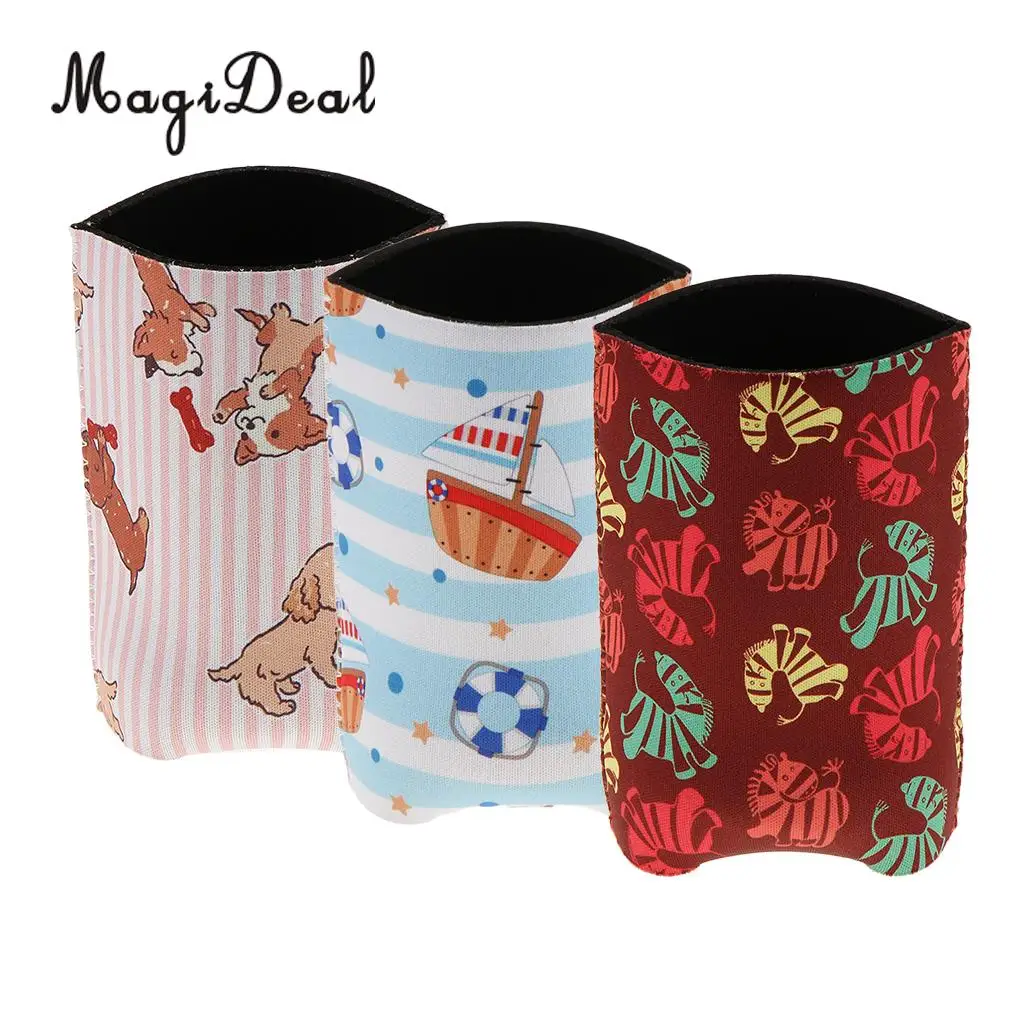 Cute Animal Puppy Zebra Prints Neoprene Beer Can Cooler Sleeve Insulated Reusable Coffee Cup Sleeve