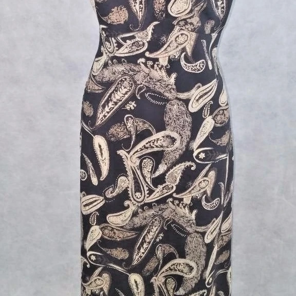 Express dress size 7/8 black brown paisley print spaghetti strap 100% polyester (1)