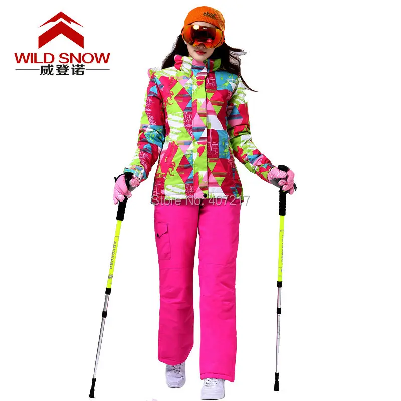 Buy 2016 womens color matching ski suit female
