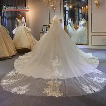 Роскошная длинная кружевная свадебная вуаль сверкающая свадебная вуаль 3*4 размера