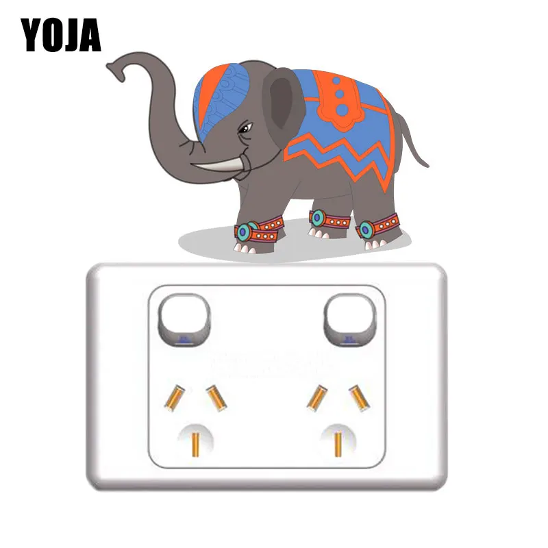 YOJA Riding Thai Elephant Room Decorative Design PVC Wall Decal Beautiful Switch Sticker 8SS0840 | Дом и сад