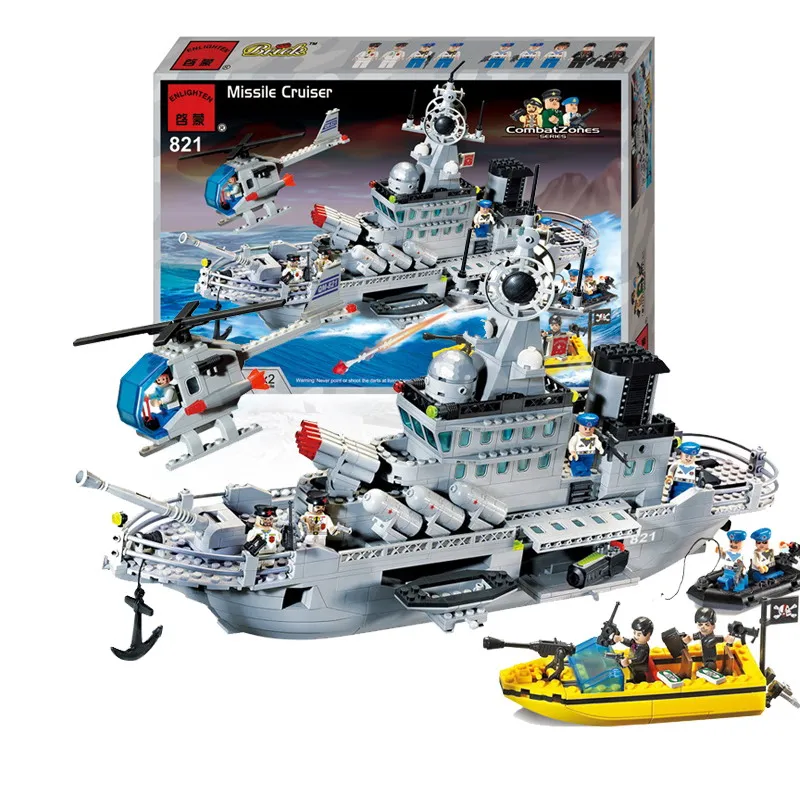 

ENLIGHTEN 821 Military Series Missile Cruiser 9 Figure Blocks Educational Construction Bricks Toys For Children Christmas Gift