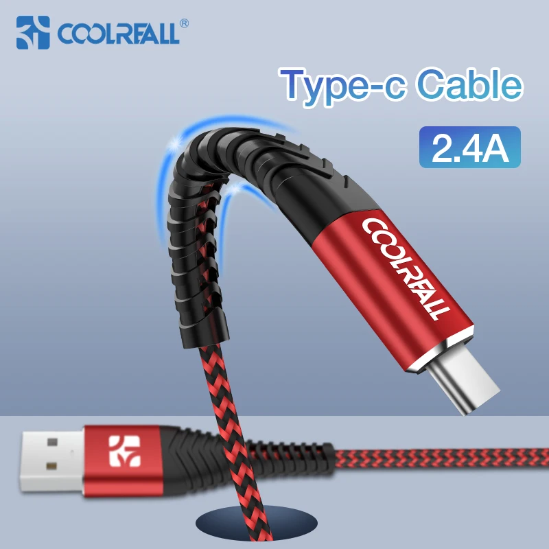 

Coolreall 2.4A Fast Charging Type-C Cable Quick Charger Cable Data Sync Type C Cable USB Type C Cable For Samsung Huawei xiaomi