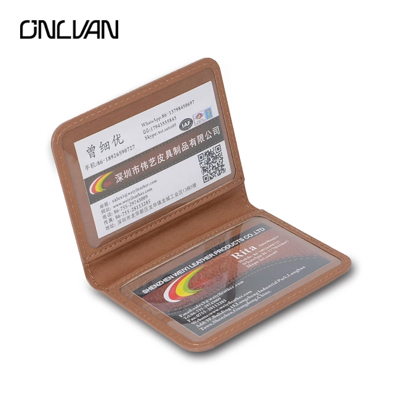 ONLVAN Leather ID Card Covers Business Card Holders Fashion Unisex High