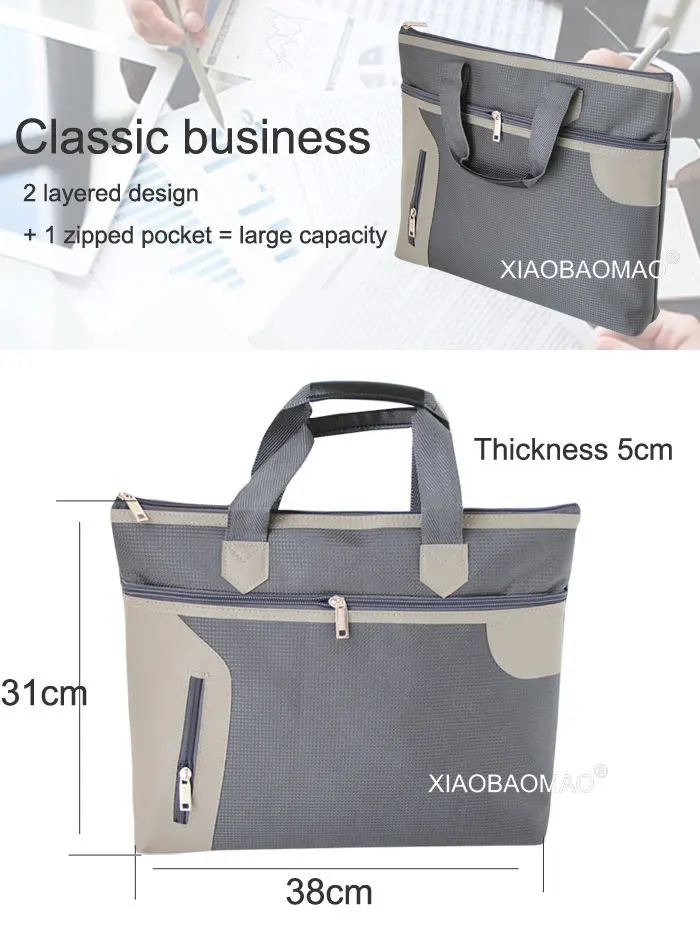 XIAOBAOMAO A4 толстые переносная сумка на молнии Холст бумажный мешок для мужчин офис файл мешок 3 кармана большой емкости канцелярские