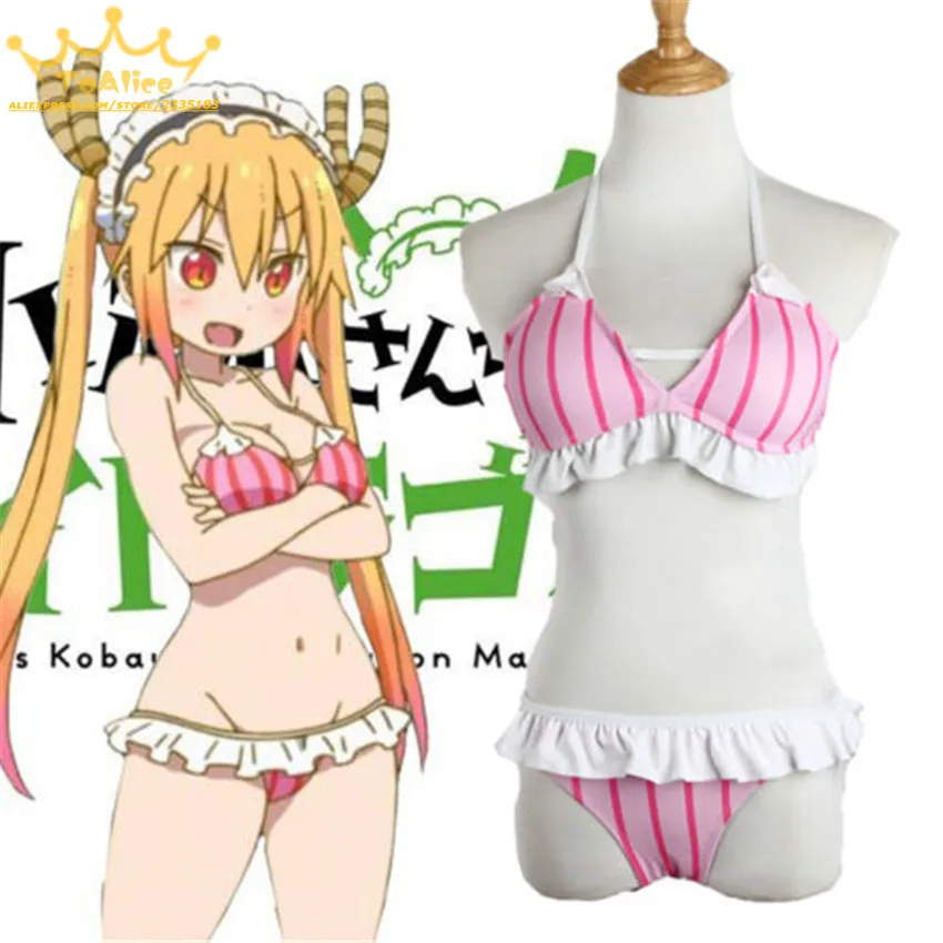 

Cute Anime Miss Kobayashi-san Chi no Maid Dragon Tohru Bikini Bathing Suit Swimwear Swimsuit Sukumizu Cosplay Costume