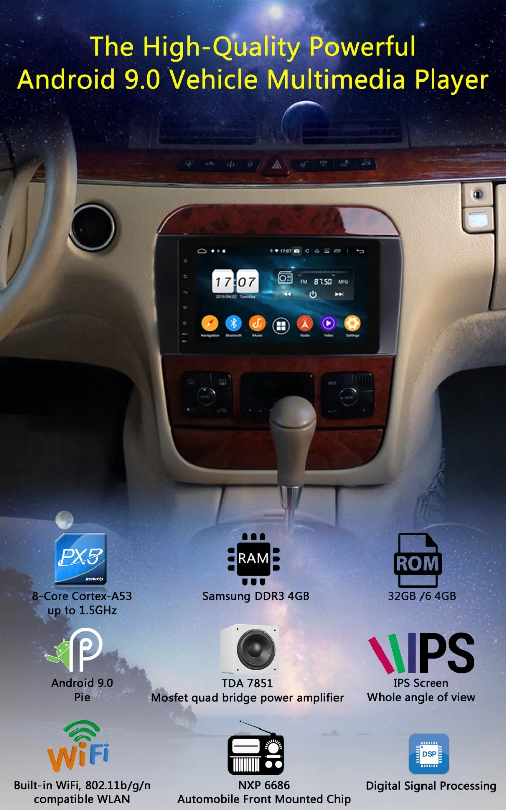 Best 8" IPS 8 Core 4GB+64GB Android 9.0 Car Radio GPS For Mercedes-Benz S-Class W220 S280 S320 S350 S400 S500 DSP CarPlay Parrot BT 1 Best 8" IPS 8 Core 4GB+64GB Android 9.0 Car Radio GPS For Mercedes-Benz S-Class W220 S280 S320 S350 S400 S500 DSP CarPlay Parrot BT 1