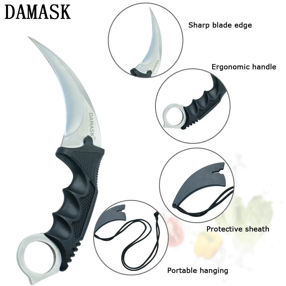 Damask CSGO счетчик Strkie нож острый фиксированный из нержавеющей стали Karambit