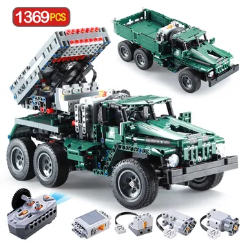 

1369 Pcs RC Rocket Launcher Truck Car Technic Military City Car Remote Control MOC Building Blocks Bricks Toys for Boy