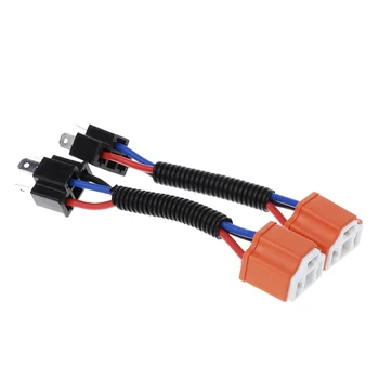 

2Pcs H4 9003 Ceramic Wire Harness Plug Cable Headlights Connector Extension New