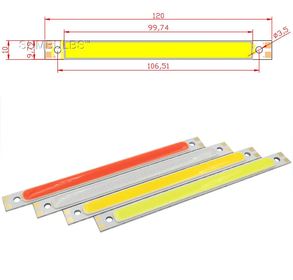 120mm 12v 10w 1000LM cob led light strip chip bulb lamp red blue white lighting (1)
