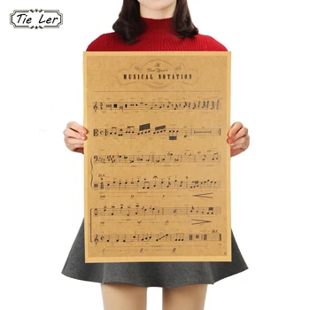 

TIE LER Sheet Music Daquan Bars Cafe Drawing Poster Adornment Vintage Poster Retro Wall Sticker 51.5x36cm