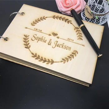 

Personalized Wedding Guest Book Wedding Customized Bride Groom Gift Book Wooden Signature Book for Couple's Marriage