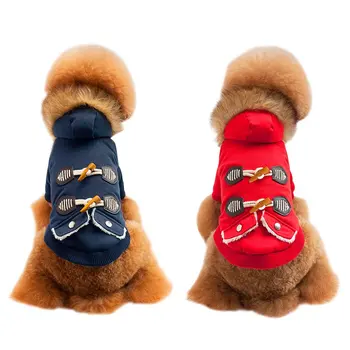 

Chic Wood Button Sports Winter Pet Hoodie Horns Style Sweater Cotton Clothes Cute