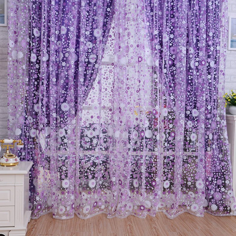 

2016 New Sunflowers Pattern Printed Window Voile Curtains 100*200 CM Home Decoration Curtain Living Room Sheer Tulle VB243 P35