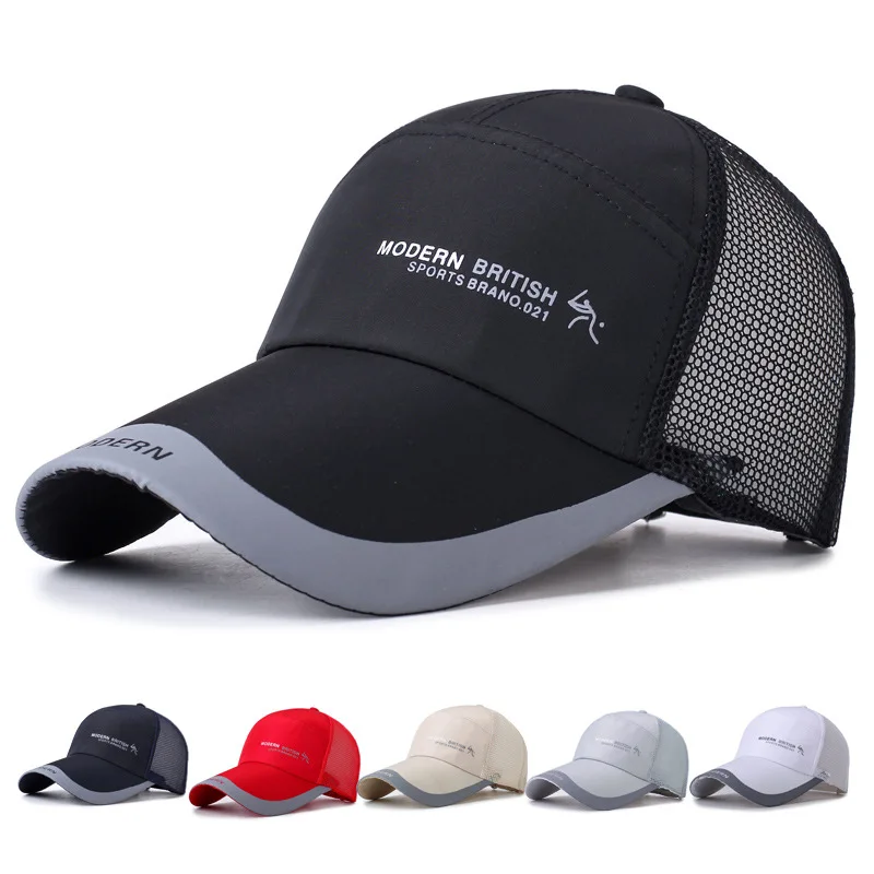 Черная бейсболка Snapback мужская летняя дышащая сетчатая шляпа кепка для папы Кепка