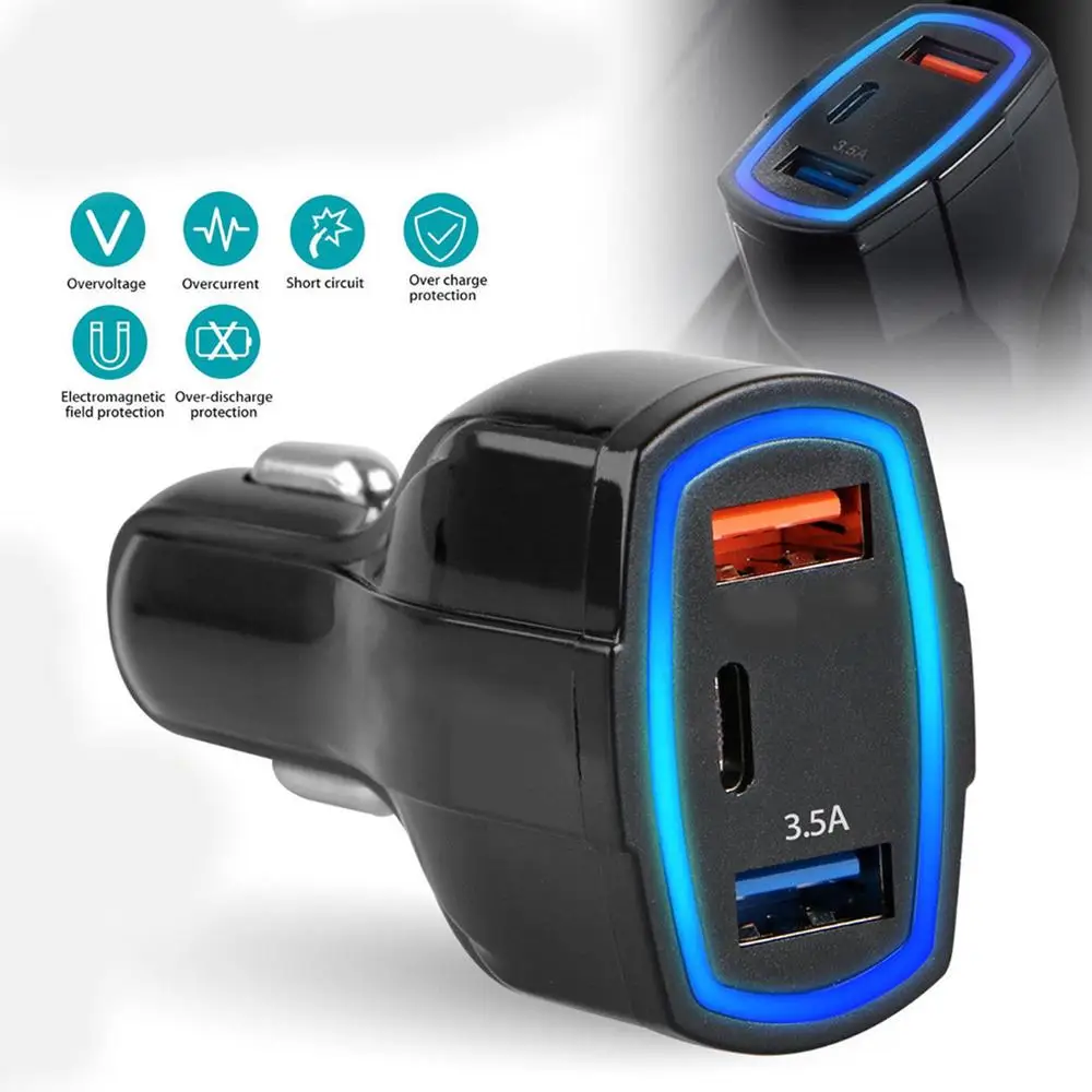 Универсальное зарядное устройство для мобильного телефона s адаптер QC3.0 адаптер быстрой зарядки 2 USB порта+ быстрое автомобильное зарядное устройство type-C 5 В/3.5A