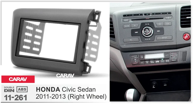 Радио фасции для HONDA Civic Седан 2013-2011 правый руль двойной Din Радио DVD стерео CD панель тире крепление CARAV 11-261