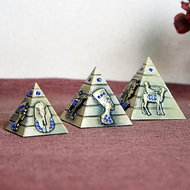 3pcs/set Egypt Pyramid Alloy Metal Home Decor Khufu Mini Arts Craft