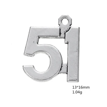 

Antique Silver Number 51 Pendant Arabic Numerals Figures Charms For Handmade Women Jewelry Necklace Making DIY Accessories 50PCS