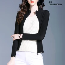 Модная куртка с длинными рукавами, однотонная стойка молния