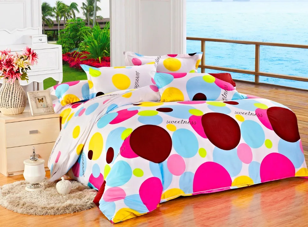 Cheap Bedding Blue White Pink Yellow Spot The Dot 3pcs 4pcs