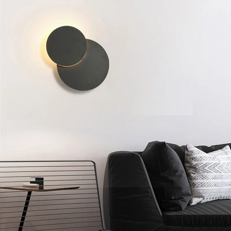 Online decoracion hogar moderno Lámpara de pared LED lámpara giratoria de 360 grados enchufe redondo en el punto de la pared para escaleras sala de estar dormitorio luz de pared iluminación giratoria