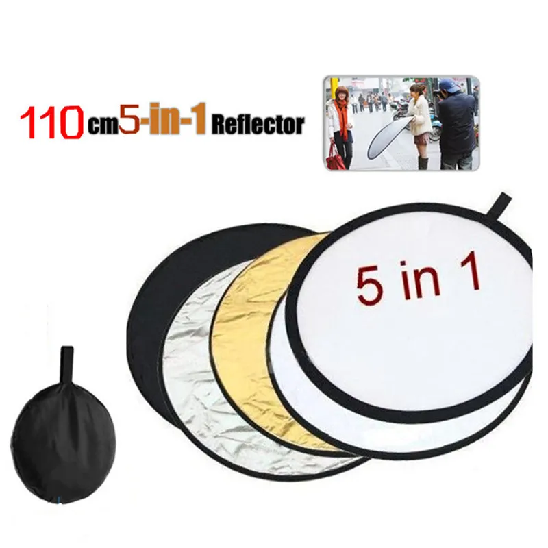

43" 110cm 5 in1 Portable Collapsible Light Round Photography Backgrounds Reflector for photo Studio Accessories Multi Photo Disc
