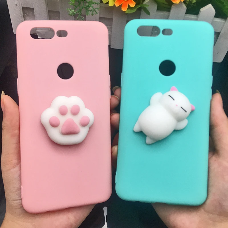 Cute 3d Squishy Cat Silicon TPU Soft Case For oneplus 6 Candy Color Back Cover one plus 5T one plus 5 T 1+5 1+5T 1+6 phone cases (1)