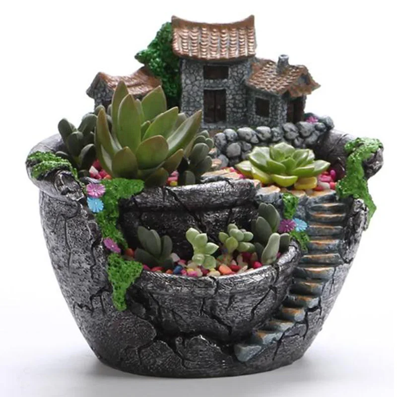 Succulent Plants Planter Flowerpot Resin Flower Pot Desktop Potted Holder Groot Home Garden Decoration Plants Holder