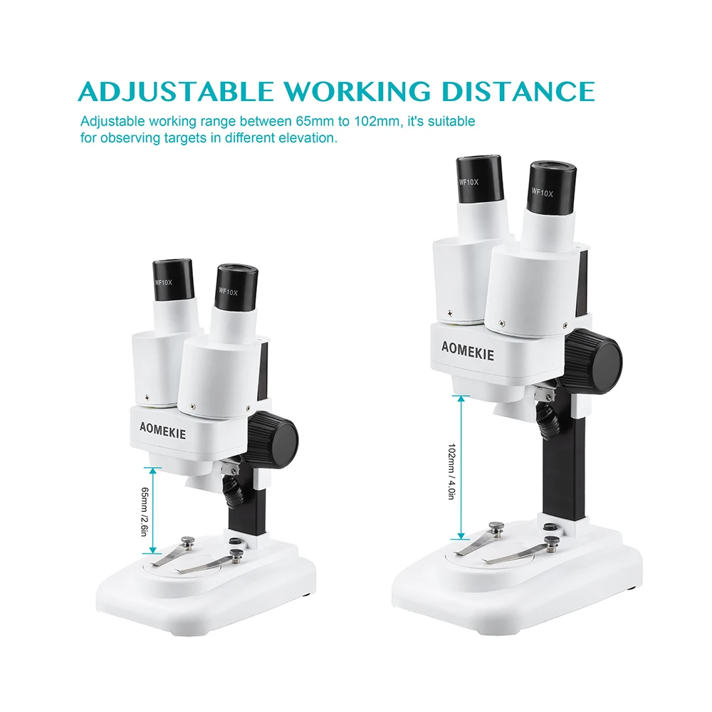 AOMEKIE 20X Stereo Microscope Binocular with LED