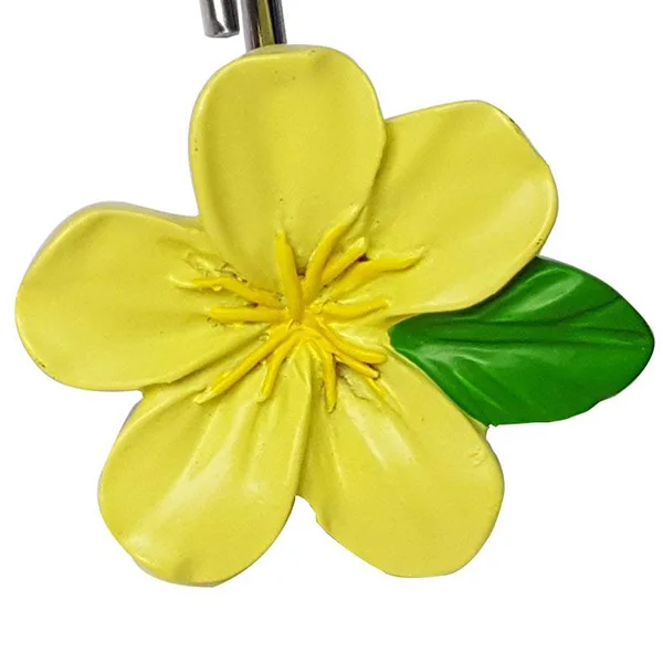 

Yellow Flower Shaped Rust Resistant Decorative Shower Curtain Hooks 12- Pack