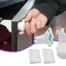 Детские Кабинета замки безопасности дети ящик для подвешивания 4 шт. Магнитная Блокировка от детей 1 ключ безопасности Защёлки шкаф восковыми путешествия