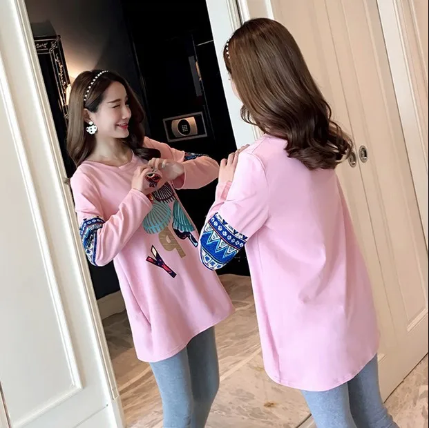 

Moletom Feminino Tee Shirt De Grossesse Funny Maternity Top Saida Maternidade Pregnant Clothes Pregnancy Printing Long T Shirt
