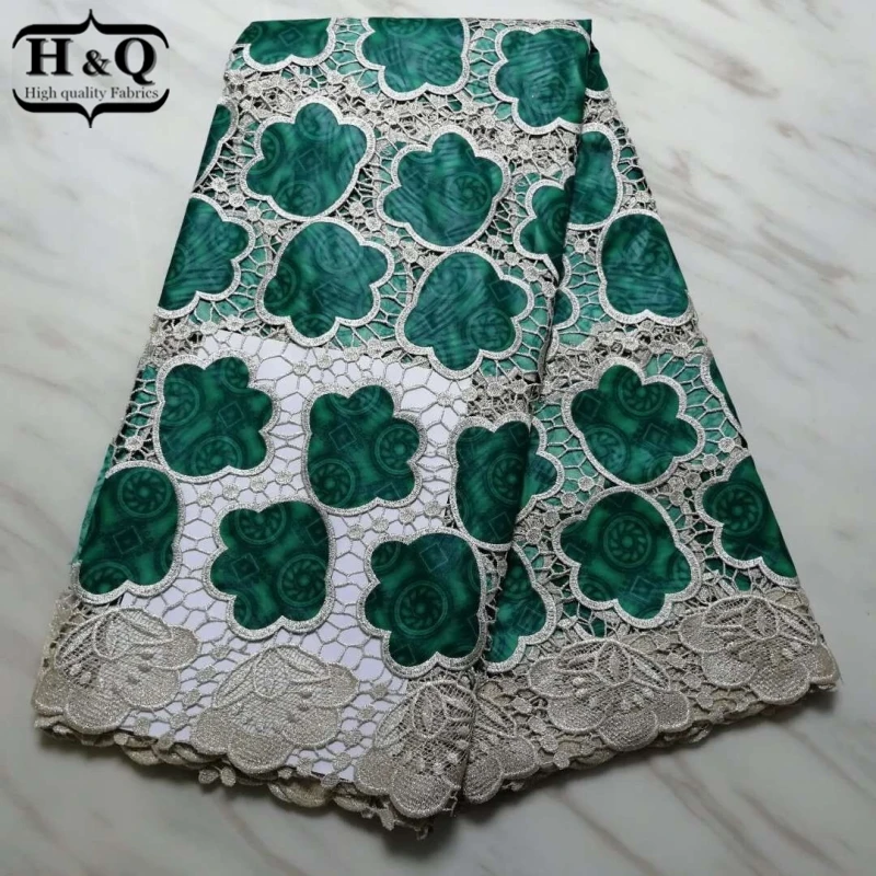 

Hot sales Superior quality African wax lace fabric 5 yards/pcs Nigeria guipure lace fabric with Ankara wax lace for Sewing dress
