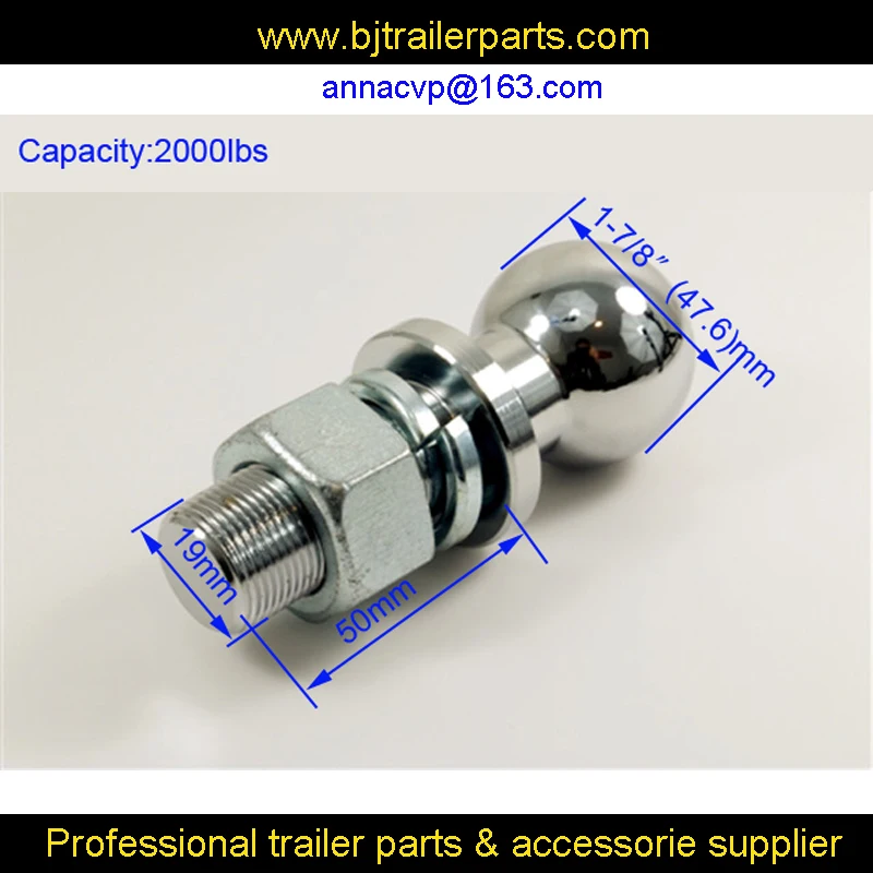 Хромированный шар фаркопа 1-7/"(47,6 мм), 3/4" хвостовик dia. Прицеп Сцепка буксировочная мощность 2000lbs, части прицепа, муфта прицепа буксировочный мяч