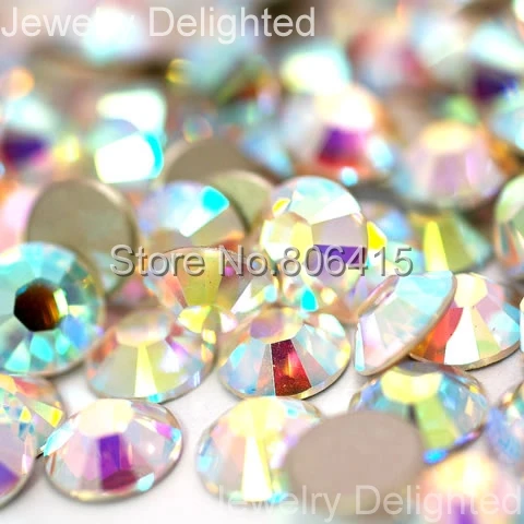 

144Pcs/Bag ss34 7.2mm Top Quality Czech Rhinestones Machine Cut Flat Back Nail Art Glue On Non Hotfix Glass Stones Crystal AB