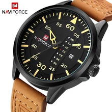 2017 Nouveau NAVIFORCE De Luxe marque Hommes Armée Militaire Sport Montres Hommes de Quartz Horloge Homme En Cuir Imperméable À L’eau Montre-Bracelet