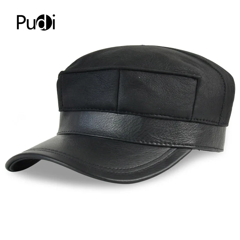 

HL7115 real leather baseball cap hat winter warm Russian old men one fur beret army ear Flap caps hats with real fur inside