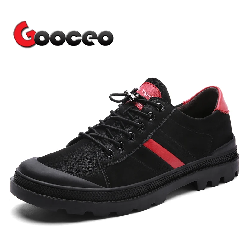 

Men's Oxfords Outdoor Work & Safety Shoes For Men Autumn Leather Lace-Up Low-top Casual Non Slip Black Round-toe backpacking
