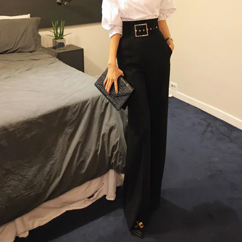 Womens High Waist Loose Wide Leg Pants Autumn Women Pants Wide Leg Culottes Pockets Casual Long Trousers Plus Size S-XL Womens High Waist Loose Wide Leg Pants Autumn Women Pants Wide Leg Culottes Pockets Casual Long Trousers Plus Size S-XL