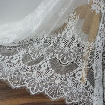 

European style hot design lace 1 Piece/3 Meters long High quality eyelash french lace fabric Off white and black in stock!