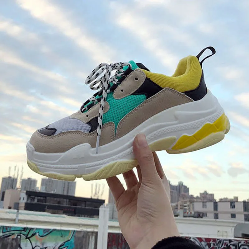 Billig Frauen Schuhe 2019 Heißer Chunky Turnschuhe Frauen Mode Vulkanisieren Schuhe Weiße Turnschuhe Korb Femme Papa Schuhe Casual Frauen Krasovki