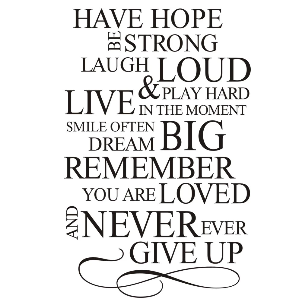 Xj Have Hope Be Strong Never Give Up House Rules English Quote Pvc Wall Stickers For Living Room Wall Art Decals Home Decor Wall Stickers Aliexpress