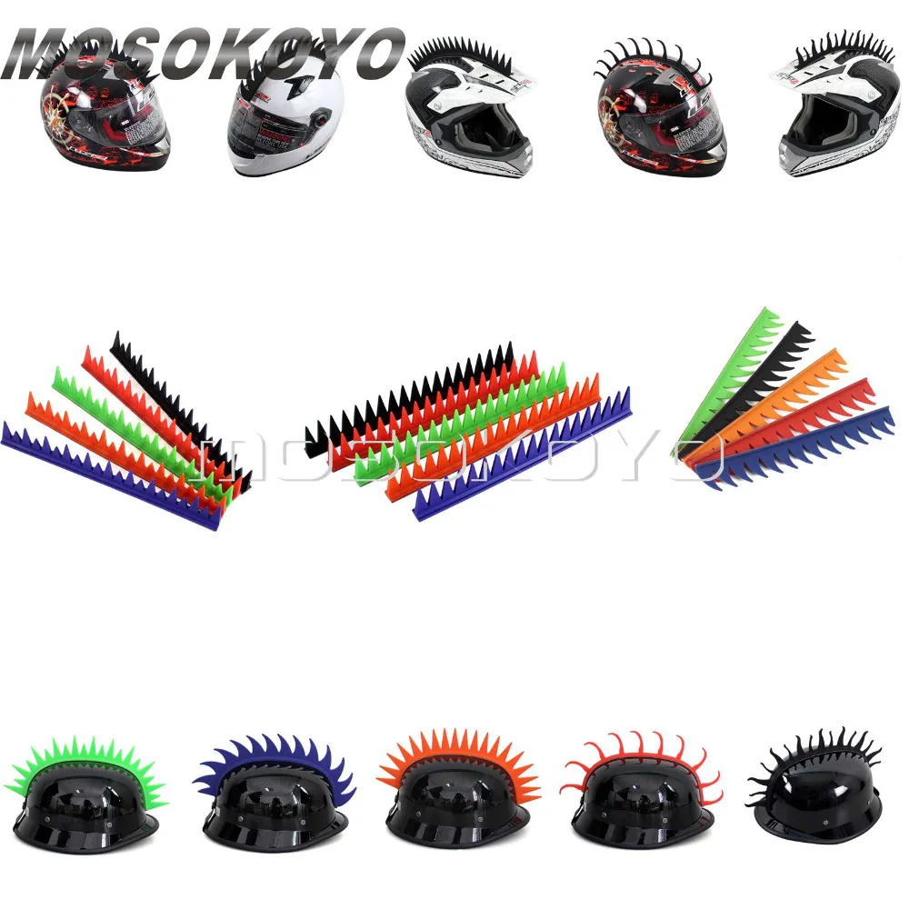 Uneven Saw Blade Even Talon Fire Motorcycle Biker Helmet Sticker Mohawk Spike Strip Stick On Black Blue Orange Red Green
