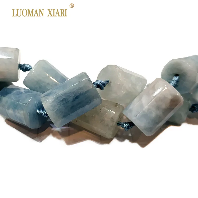 Цилиндрические бусины из искусственного камня LUOMAN XIARI Aquamarin для самостоятельного