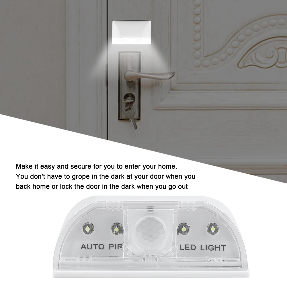 4 Светодиодный светильник с датчиком движения инфракрасная Индукционная Ночная лампа для замочной скважины шкаф